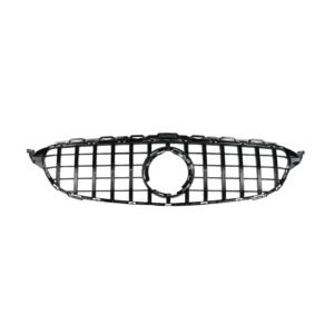 MERCEDES C CLASS W205 (2019-2021) GLOSS BLACK PANAMERICANA GT STYLE FRONT GRILLE WITHOUT CAMERA HOLEFACELIFT MODEL