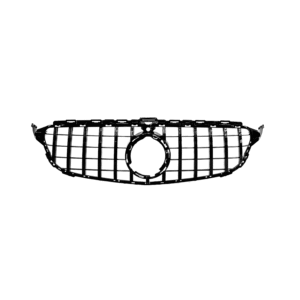 MERCEDES C CLASS W205 (2014-2018) GLOSS BLACK PANAMERICANA GT STYLE FRONT GRILLE WITH CAMERA HOLEPRE-LCI
