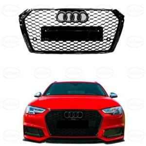 Audi A4/S4 B9 (2016-2019) Gloss Black Honeycomb RS4 Style-1 Grille and Badge