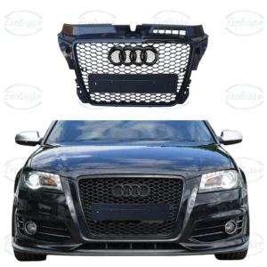 Audi A3 S3 8P (2008-2012) Gloss Black RS3 Honeycomb Style Grille and Badge