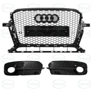 Audi Q5 8R (2013-2017) Gloss Black Honeycomb Grille w/Badge & Fog lights