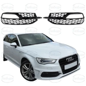 Audi A3/S3 8V S-LINE (2013-2016) Gloss Black Honeycomb Fog Light Cover Pair
