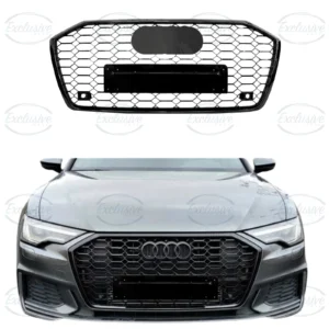 Audi A6/S6 C8 (2019-2023) Gloss Black RS6 Style Honeycomb Grille and Badge