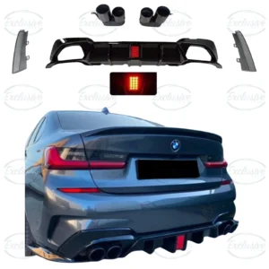 BMW 3 SERIES G20 G21 M SPORT GLOSS BLACK REAR DIFFUSER + F1 LIGHTS + TIPS 2018+