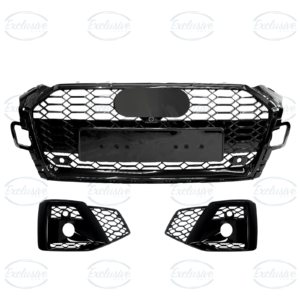 Audi A5 S5 S-line B9 (20-23) Gloss Black Honeycomb Style Grille & Fog lights