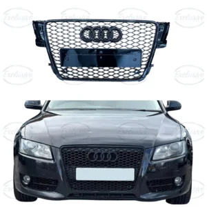 Audi A5 S5 B8 8T (2007-2011) Gloss Black RS5 Style Honeycomb Grille w/Badge