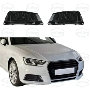 Audi A4/S4 B9 (2017-2019) Gloss Black RS4 Honeycomb Style Fog Light Cover