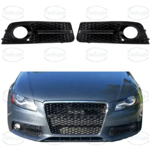 Audi A4 B8 (2009-2012) Gloss Black Honeycomb Fog light Cover Grille Pair