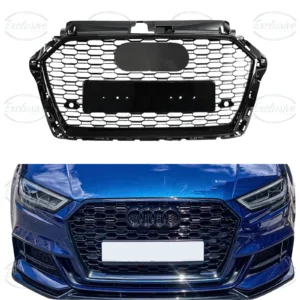Audi A3/S3 8V (2017-2020) Gloss Black Honeycomb RS3 Style Grille and Badge