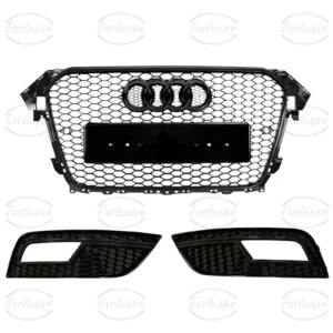 Audi A4 B8.5 (2013-2016) Gloss Black RS4 Honeycomb Style Grille & Fog lights