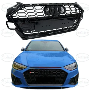 Gloss Black Honeycomb Mesh Grille Compatible with Audi A4 S4 B9 8W (2020-2024)