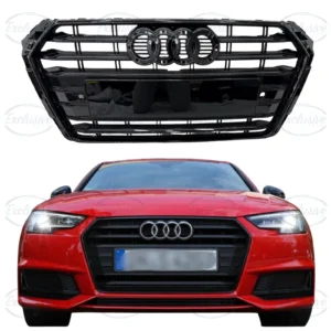Gloss Black Original Style Grille Compatible with Audi A4 S4 B9 (2016-2019)