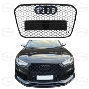 Gloss Black Honeycomb Mesh Grille Compatible With Audi A6/S6 C7 (2011-2015)