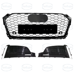 Audi A5/S5 B9 (2016-2019) Gloss Black Honeycomb Grille With Fog light Covers