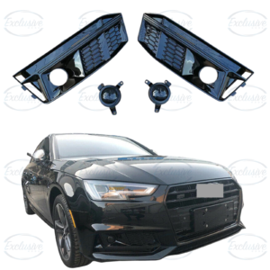 Audi A4 S-line B9 (2017-2019) Gloss Black Fog Light Cover with Lamp Hole