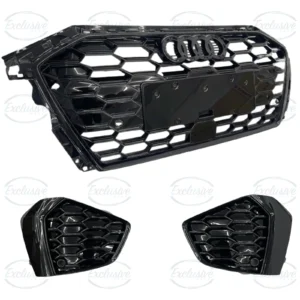Fits Audi S3 8Y (2021+) Gloss Black Honeycomb Style Grille & Fog light Cover